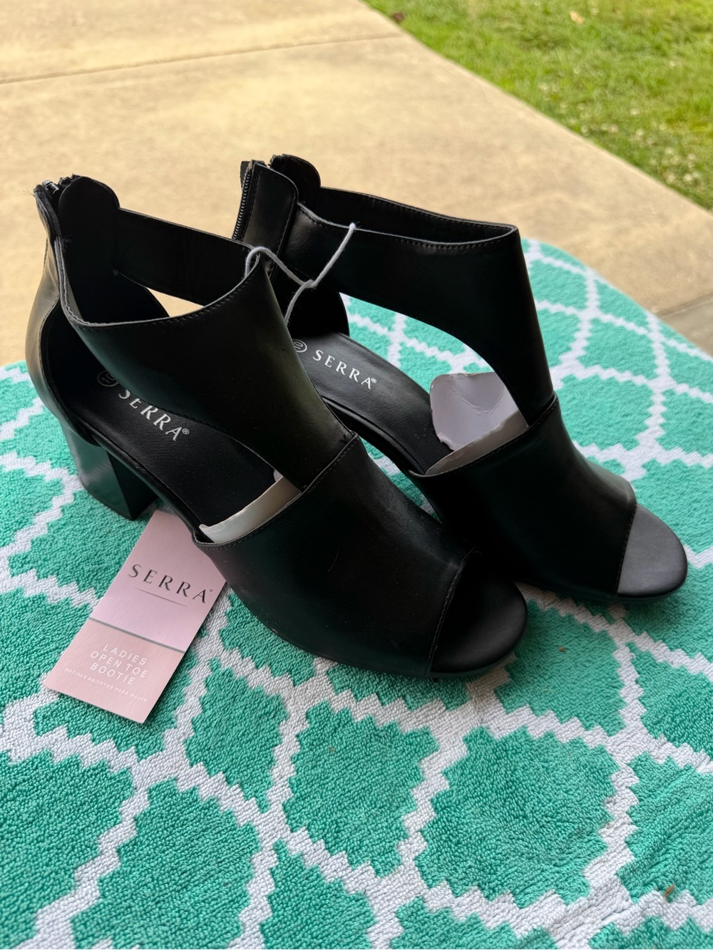 Serra Black Open-Toe Cutout Block Heel Sandals